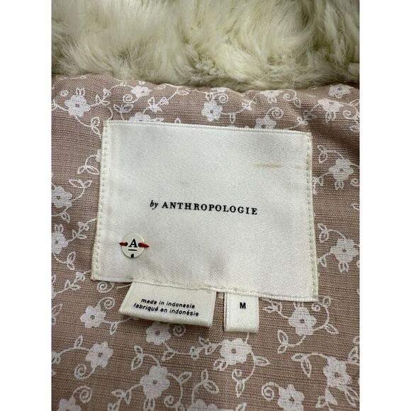 Anthropologie Womens Ivory Button Front Ombre Plush Faux Fur Coat Size M - Picture 15 of 16